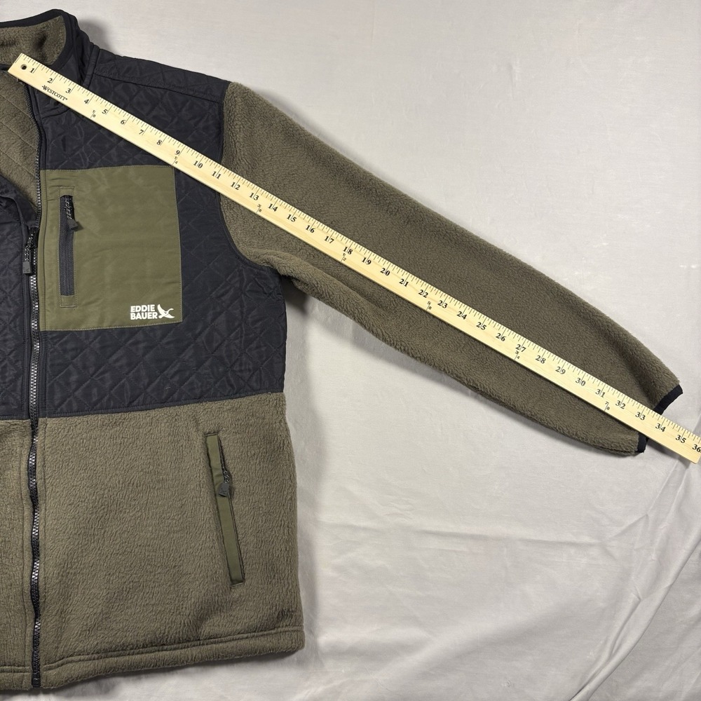Eddie Bauer Mixed Media Fleece Jacket Mens Medium Multi Quilted Detail Full Zip - Picture 13 of 13